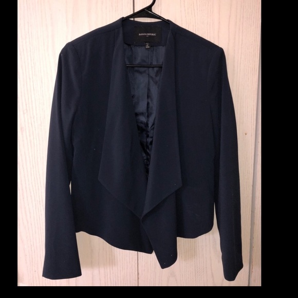 Banana Republic Navy drape front jacket- like new - Picture 3 of 4
